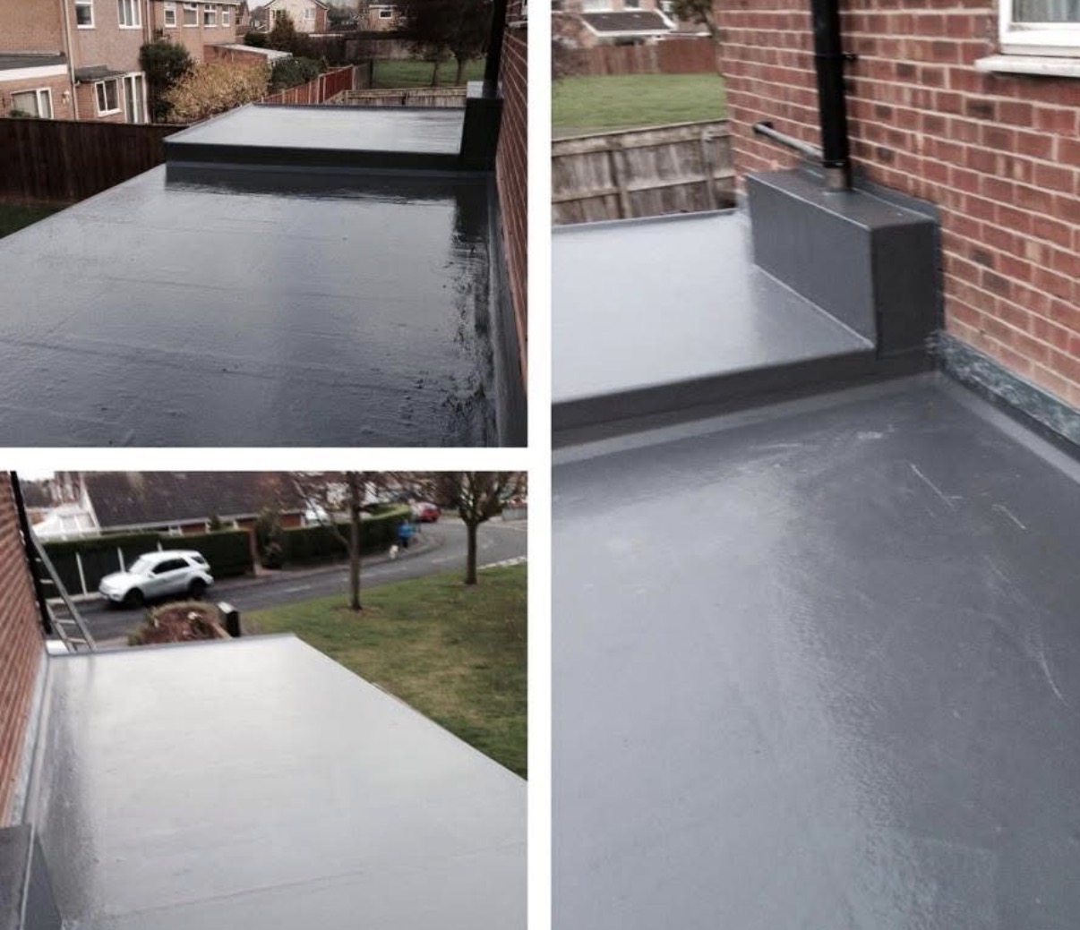 Flat roof detailing around edges and trims